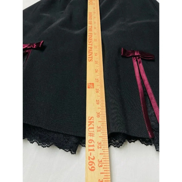 Vtg A Byer Dress 9 Short Formal Fairy Goth Bow Coquette Black Lace Ribbing Slit - Picture 13 of 15